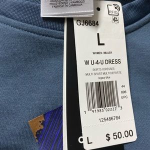 Adidas Zoe Saldana Collection Legacy Blue Cotton Dress Size L